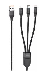 Дата-кабель Hoco U104 Ultra USB (тато) - Type-C/Lightning/micro USB (тато) 1.2 м Black