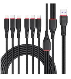 Дата-кабель XO NB196 6in1 USB (тато) - 2 x Lightning + MicroUSB + Type-C (тато) 2 м Black