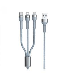Дата-кабель Remax Jany Series 3в1 USB (тато) - Type-C/Lightning/Micro-USB (тато) 1.2m Silver (RC-124TH)
