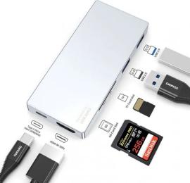 USB-хаб Vokamo 6 in 1 HT2 Type-C Silver (UFTHT2)