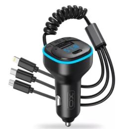 ФМ-модулятор XO BCC07 Black + 3 in 1 micro USB / USB-C / Lightning Cable