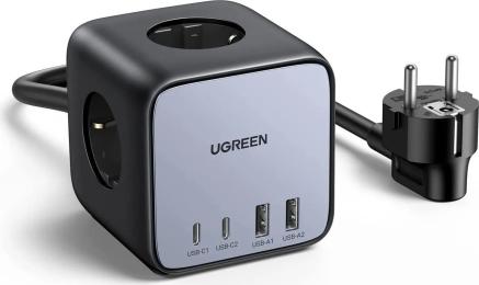 Мережевий фільтр Ugreen CD268 DigiNest Cube (2C2A) Black Silver 65W (UGR-60113)