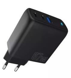 Адаптер живлення для телефона Proove Shot GaN 67W (2Type-C + USB) Black
