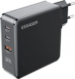 Адаптер живлення для телефона Essager Advance 140W GaN Travel Charger 2 C + USB A Black (ECT2CA-ZCB01-Z)