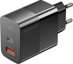 Адаптер живлення для телефона Essager Pinchen 33W Travel Phone Charger Black USB A + TYPE C (ECTAC-PCB01-P)