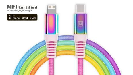 Дата-кабель REAL-EL EL123500054 USB Type-C (тато) - Lightning (тато) 1m Rainbow