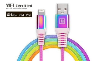 Дата-кабель REAL-EL EL123500051 USB Type-A (тато) - Lightning (тато) 1m Rainbow