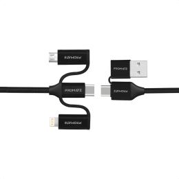 Дата-кабель Promate pentapower USB Type-A/USB Type-C (тато) - USB Type-C/microUSB/Lightning (тато) 1.2m Black (pentapower.black)