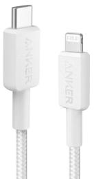 Дата-кабель Anker 322 A81B5H21 0.9m USB Type C (тато) - Lightning (тато) White Nylon
