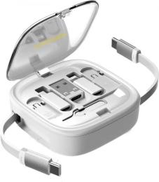 Дата-кабель Essager Jicheng Cable Organizer ECJHZ-JC02-P USB Type-C (тато)  -  USB Type-C (тато) 1m White (+ перехідники Usb Type-A/microUSB/Lightning
