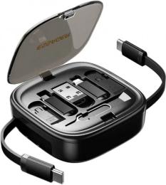 Дата-кабель Essager Jicheng Cable Organizer ECJHZ-JC01-P USB Type-C (тато) - USB Type-C (тато) 1m Black (+ перехідники Usb Type-A/microUSB/Lightning)