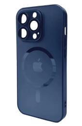 Чохол-накладка Infinity AG Glass Matt Frame Color MagSafe Logo for Apple iPhone 14 Pro Navy Blue