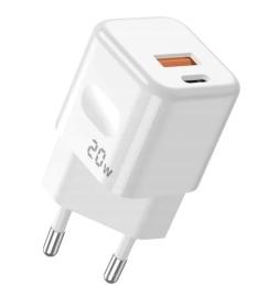 Мережевий зарядний пристрій для телефона Jellico C87 White 1PD+1QC 20W + Type-C to Type-C Cable