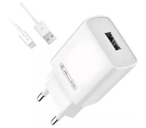 Мережевий зарядний пристрій для телефона Jellico C7 White USB QC3.0 18W + Lightning cable
