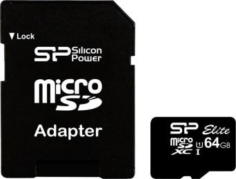 Карта памяті Silicon Power microSDXC 64GB Class 10 UHS-I Elite Black + ad (SP064GBSTXBU1V10-SP)