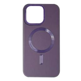 Чохол-накладка EpiK Bonbon Leather Metal Style with MagSafe для Apple iPhone 14 Pro Max Dark Purple