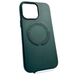 Чохол-накладка Infinity Leather Case MagSafe для iPhone 15 Pro Dark Green