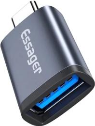 Перехідник Essager Soray OTG USB (мама) - Type-C (тато) Gray (EZJAC-SRA0G)