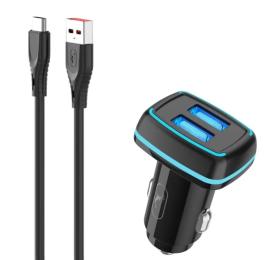Автомобільний зарядний пристрій для телефона SkyDolphin SZ18T + USB Type-C Black