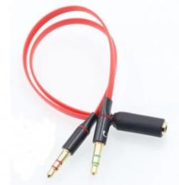 Перехідник VALUE B00643 JACK 3.5mm (мама)  -  2x3.5mm (тато) 0.1m Red (Audio+MIC)