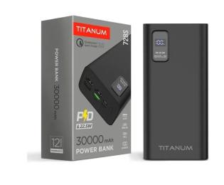 Зовнішній портативний акумулятор Titanum 728S 30000mAh Black 22.5W (TPB-728S-B)