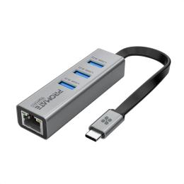 USB-хаб Promate 4-in-1 GigaHub-C Gray (gigahub-c.grey)
