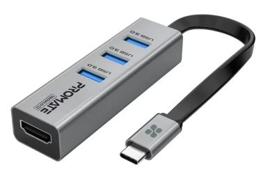 USB-хаб Promate 4-in-1 MediaHub-C3 Gray (mediahub-c3.grey)
