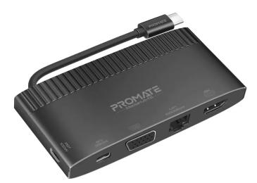 USB-хаб Promate 6-in-1 Highly Versatile USB-C Media Hub Black (mediahub-c6.black)