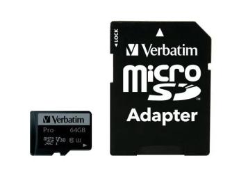 Карта памяті Verbatim Pro microSDHC (47042) 64GB Class UH-3 + SD-адаптер