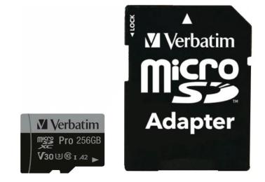 Карта памяті Verbatim Pro microSDHC (47045) 256GB Class UH-3 + SD-адаптер