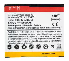 Акумулятор до телефону PowerPlant Huawei U9000, Motorola Triumph WX435 (HHB4Z1) 1600mAh (DV00DV6109)