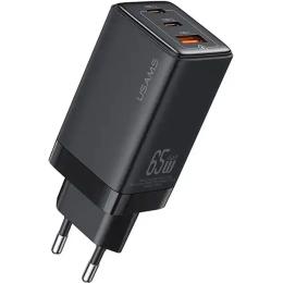 Адаптер живлення для телефона USAMS US-CC180 GaN Fast Charger Sandru series Black 65W