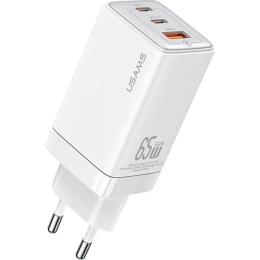 Адаптер живлення для телефона USAMS US-CC180 GaN Fast Charger Sandru series White 65W
