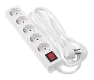 Мережевий фільтр 2E 5XSchuko White з вимикачем