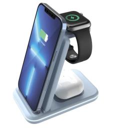 Бездротовий зарядний пристрій Canyon WS-304 Blue 3 в 1 QI (CNS-WCS304BL)