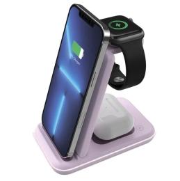 Бездротовий зарядний пристрій Canyon WS-304 Iced Pink 3 в 1 QI (CNS-WCS304IP)