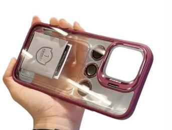 Чохол-накладка Infinity Lens Metal для iPhone 14 Burgundy + скло на камеру + тримач