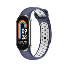 Ремінець для фітнес-браслету BeCover Vents Style для Xiaomi Mi Smart Band 8 Blue White (709419)
