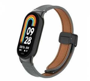 Ремінець для фітнес-браслету Infinity Leather Bracelet для Xiaomi Band 8 Mist Gray