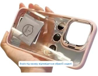 Чохол-накладка Infinity Lens Metal для iPhone 12 Pro Max Transparent Pink + скло на камеру + тримач
