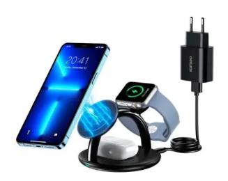 Бездротовий зарядний пристрій Choetech Magnetic 3 in 1 magnetic Wireless Charging Stand Black