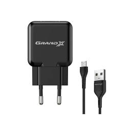 Мережевий зарядний пристрій для телефона Grand-X CH-03UMB Black (microUSB 1xUSB 2.1A 5V )