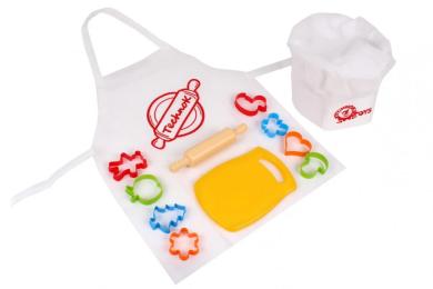 Іграшковий набір посуду Технок 5026TXK з фартухом та шапкою