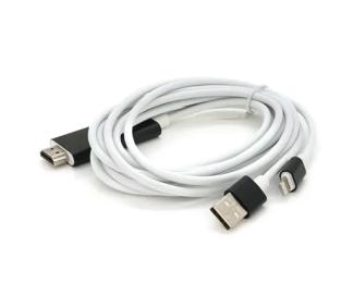 Відео-кабель Voltronic OT-7522N Lightning/USB (тато)  -  HDMI (тато) 1.8 m White