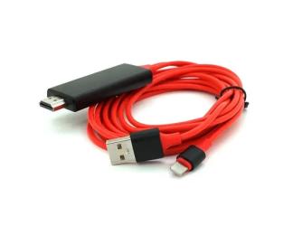 Відео-кабель Voltronic OT-7575S Lightning/USB (тато)  -  HDMI (тато) 1.8 m Red
