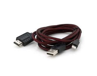 Відео-кабель Voltronic OT-7522F Lightning/USB (тато)  -  HDMI (тато) 1.8 m Black Red