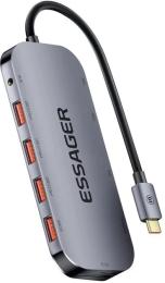 USB-хаб Essager Maple Harp 11in1 Type C Gray (EHB11-FQ0G-Z)