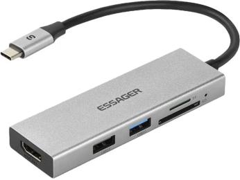 USB-хаб Essager Fanghe 5 in1 USB-C Silver (EHBC05-FH0G-P)
