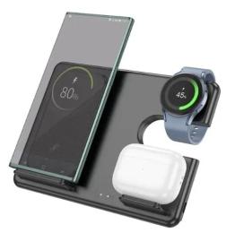 Бездротовий зарядний пристрій Hoco CQ2 3 в 1 Black 5-15W QI 3А