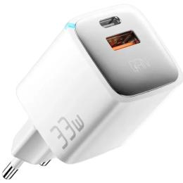 Адаптер живлення для телефона Essager ECTAC-JXB02-Z White PoleStar 33W 1xUSB-A, 1xUSB-C, PD3.0, QC3.0 GaN Travel Phone Charger